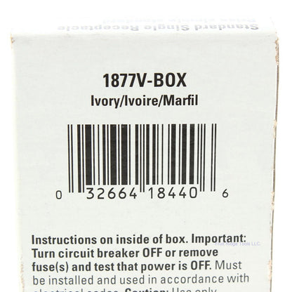 Eaton 1877V Ivory 20A Commercial Single Outlet Receptacle 5-20R 125V