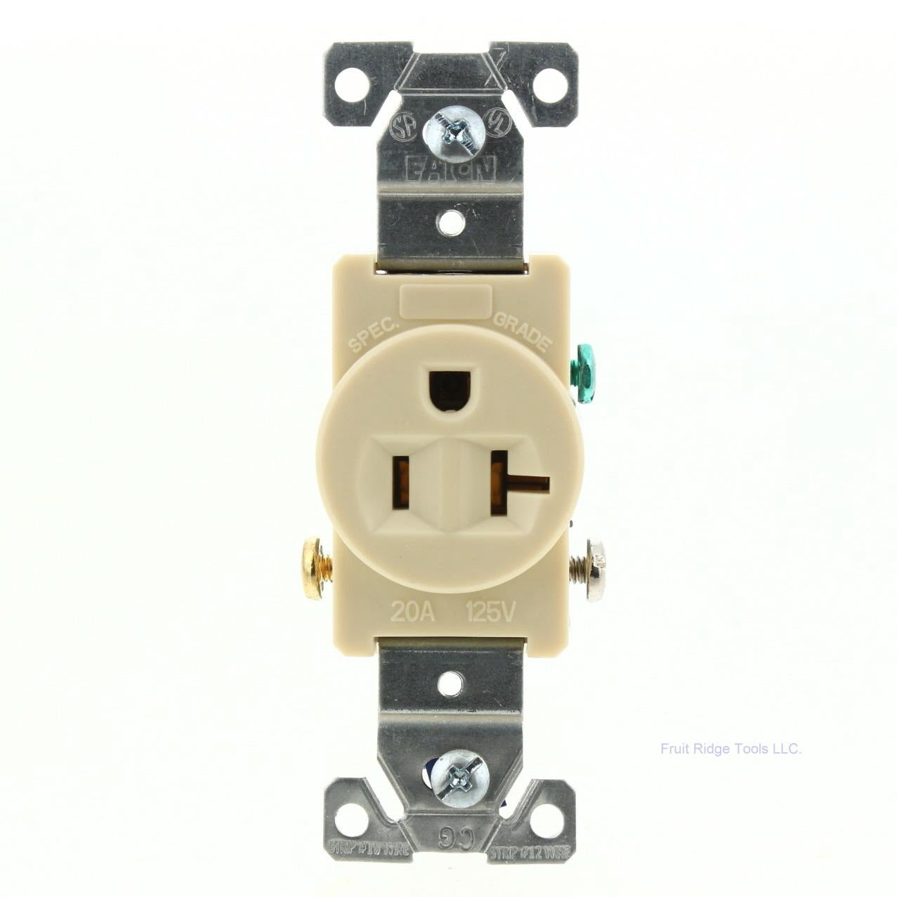 Eaton 1877V Ivory 20A Commercial Single Outlet Receptacle 5-20R 125V
