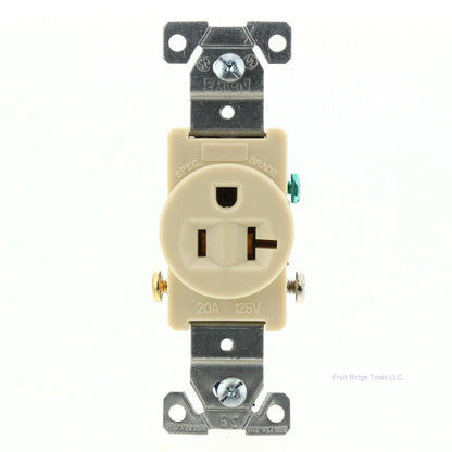 Eaton 1877V Ivory 20A Commercial Single Outlet Receptacle 5-20R 125V