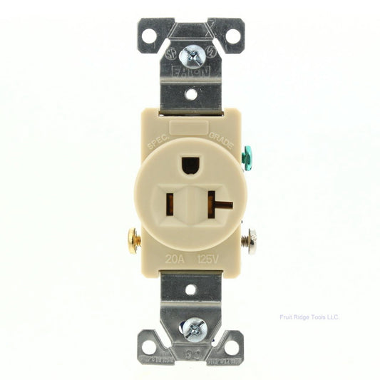 Eaton 1877V Ivory 20A Commercial Single Outlet Receptacle 5-20R 125V