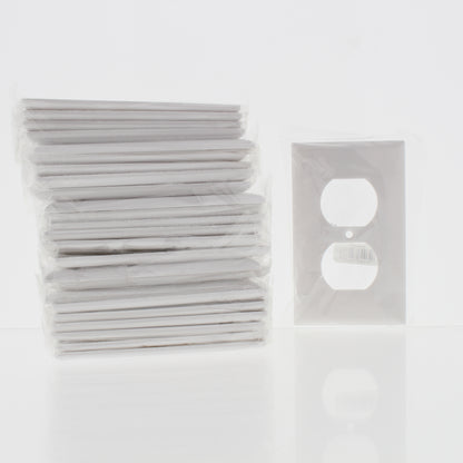 25 Cooper 1-Gang White Duplex Outlet Receptacle Cover Plastic Wallplates 2132W