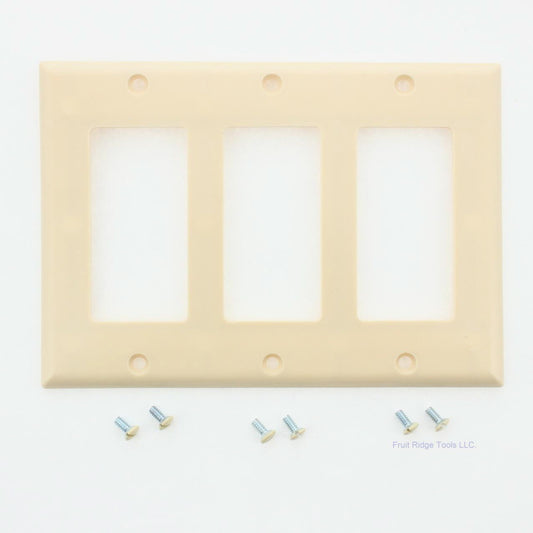 Eaton 2163V Ivory 3-Gang Decorator GFCI GFI Plastic Standard Wallplate Cover