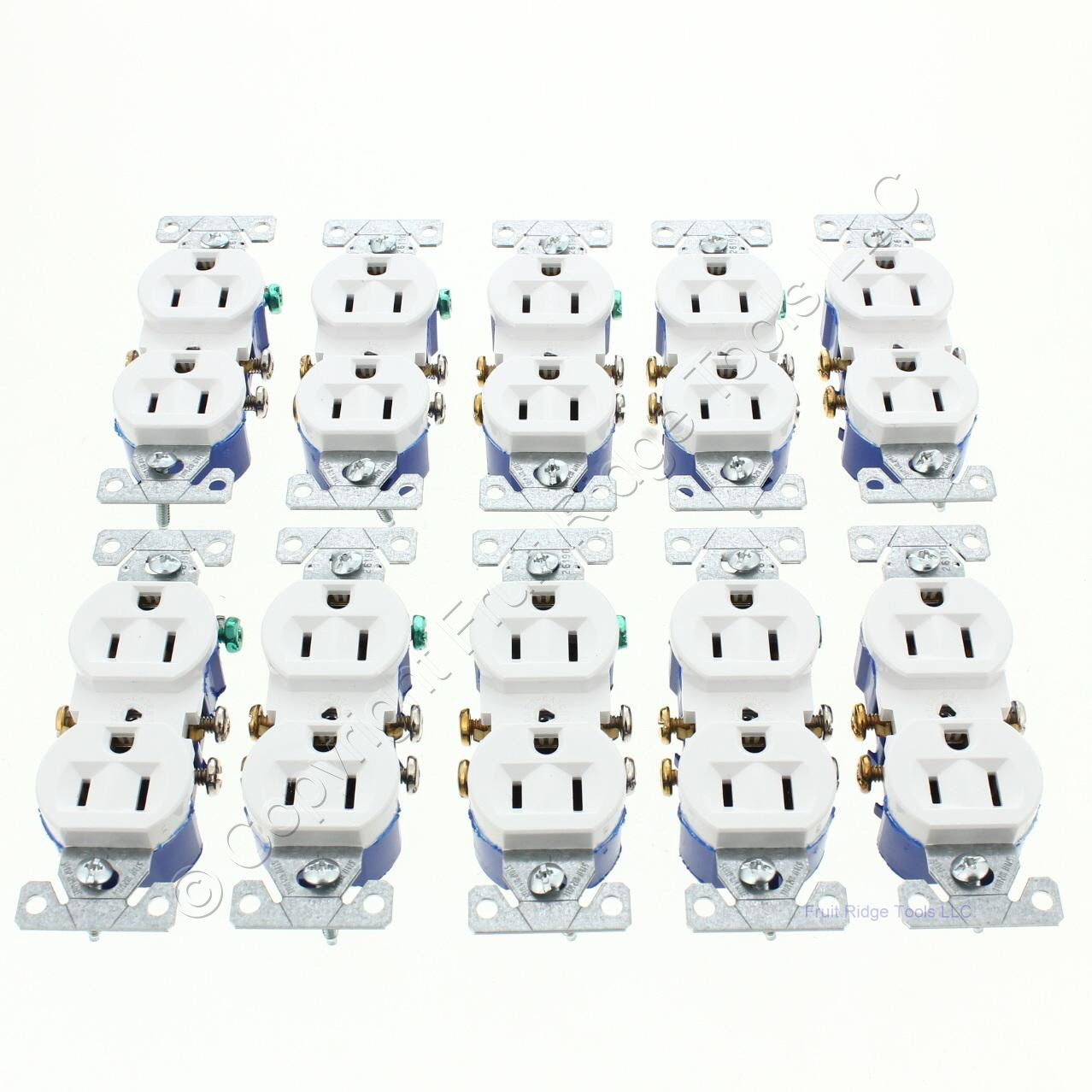Eaton 270W White 15A Residential Duplex Outlet Receptacles NEMA 5-15R 125V 10pcs