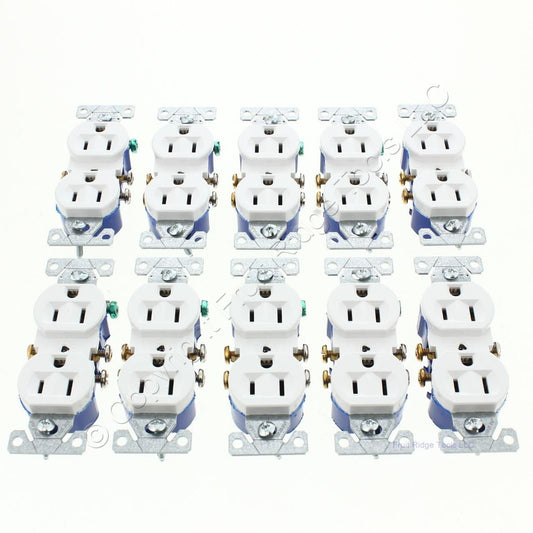 Eaton 270W White 15A Residential Duplex Outlet Receptacles NEMA 5-15R 125V 10pcs