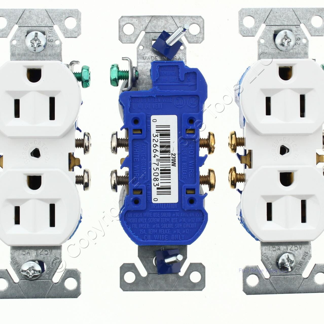 Eaton 270W White 15A Residential Duplex Outlet Receptacles NEMA 5-15R 125V 10pcs
