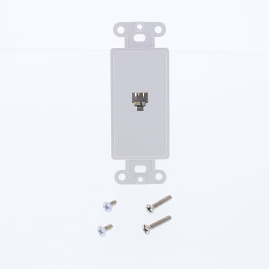 Eaton 3560-4W White Plastic Mount 4-Conductor Decorator Voice/Data Modular Jack