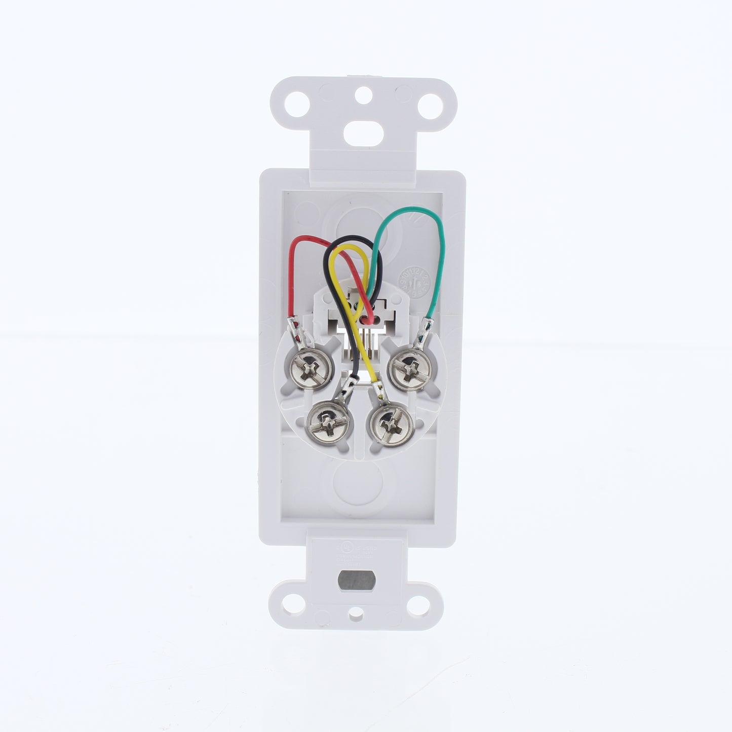 Eaton 3560-4W White Plastic Mount 4-Conductor Decorator Voice/Data Modular Jack