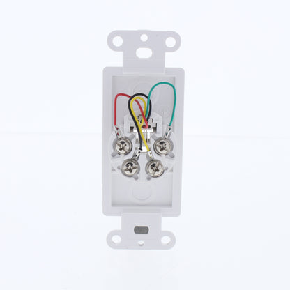 Eaton 3560-4W White Plastic Mount 4-Conductor Decorator Voice/Data Modular Jack