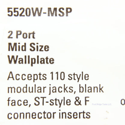 Eaton 5520W-MSP White 1-Gang  Mid-Size 2-Port Nylon Unbreakable Wallplate Cover