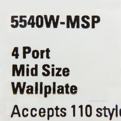 Eaton 5540W-MSP White 1-Gang 4-Port Unbreakable Nylon Mid-Size Wallplate Cover