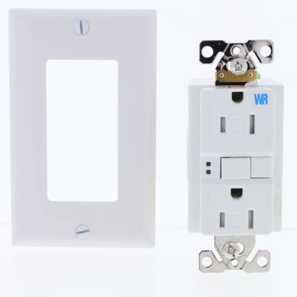 Eaton White Tamp Weather Resistant GFCI Self Test Outlet 15A 125V 5-15 TWRSGF15W