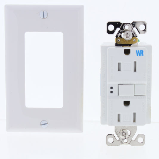 Eaton White Tamp Weather Resistant GFCI Self Test Outlet 15A 125V 5-15 TWRSGF15W
