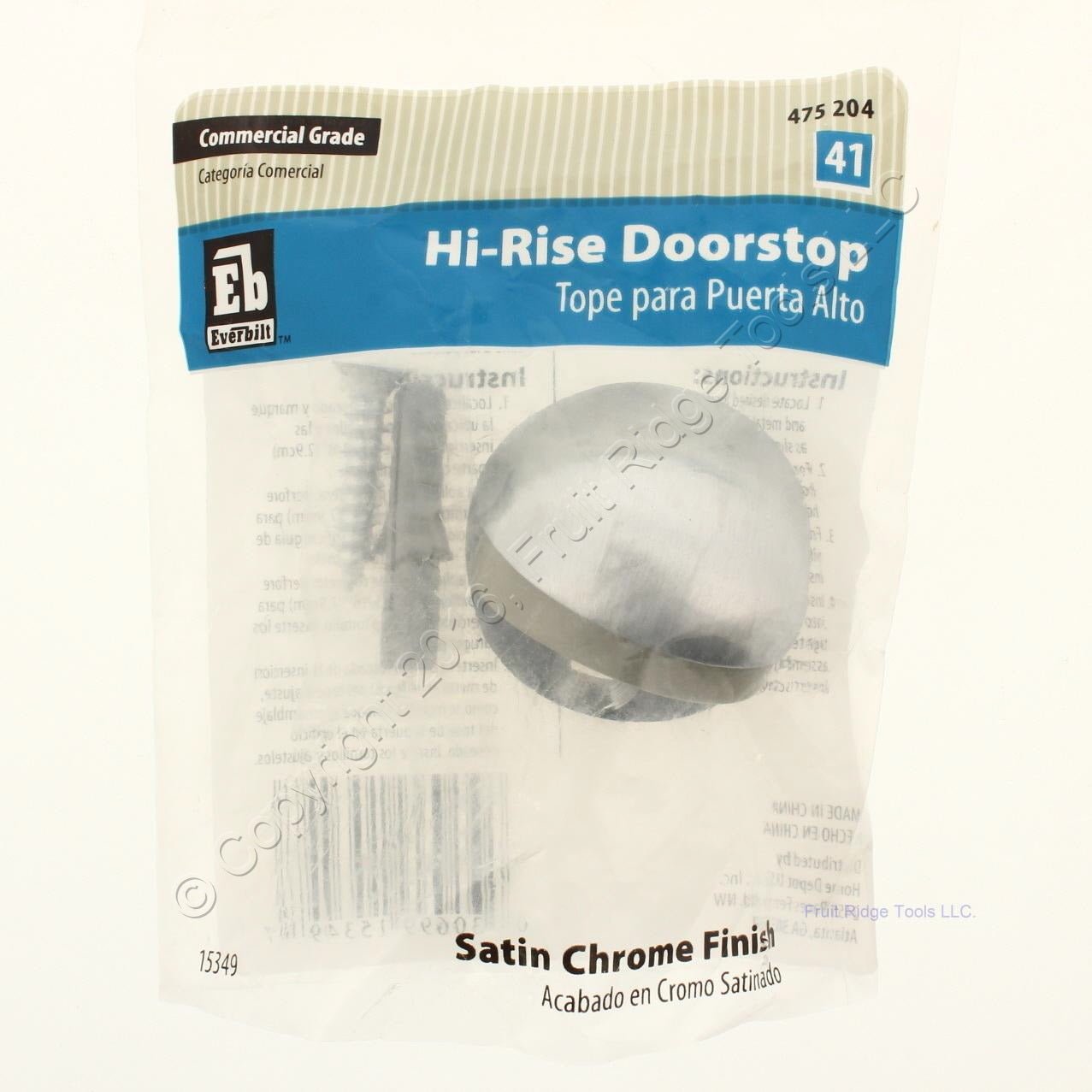 Everbilt 15349 Satin Chrome Finish Hi-Rise Bumper Doorstop Guard Block