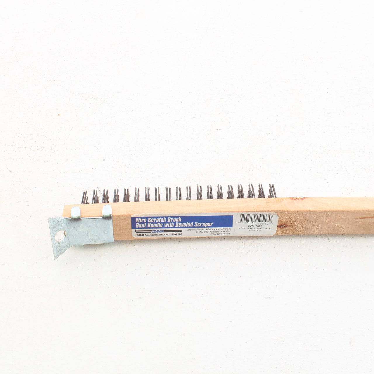 Gam Wire Scratch Brush with Long Bent Handle with Beveled Scraper B29-901