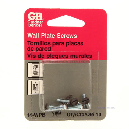 Gardner Bender 14-WPB Brown 1/2" Wall Plate Cover Screws Slotted Oval Head 10pcs