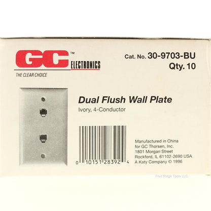 GC Electronics 30-9703 Ivory 1-Gang 4-Conductor Dual Flush Wallplate Cover 10pcs