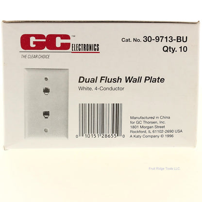 GC Electronics 30-9713 White 1-Gang 4-Conductor Dual Flush Wallplate Cover 10pcs