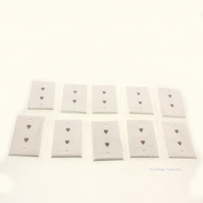 GC Electronics 30-9713 White 1-Gang 4-Conductor Dual Flush Wallplate Cover 10pcs