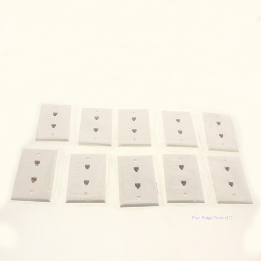 GC Electronics 30-9713 White 1-Gang 4-Conductor Dual Flush Wallplate Cover 10pcs