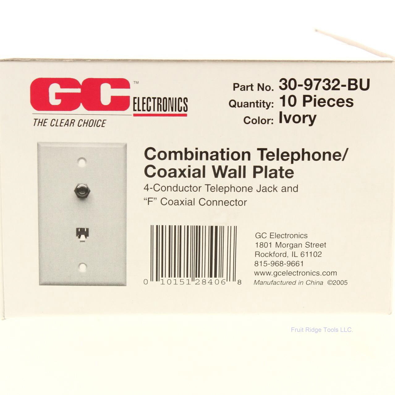 GC Electronics 30-9732 Ivory 4-Conductor F-Type Coaxial Flush Wallplates 10pcs