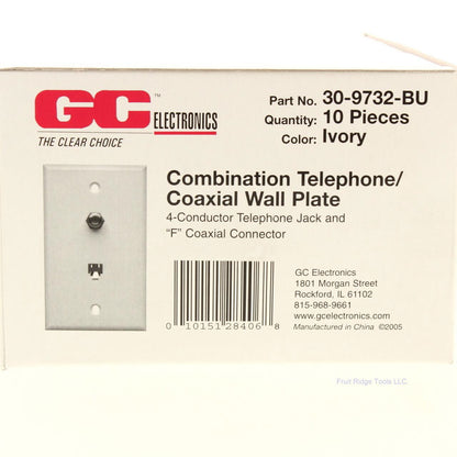 GC Electronics 30-9732 Ivory 4-Conductor F-Type Coaxial Flush Wallplates 10pcs