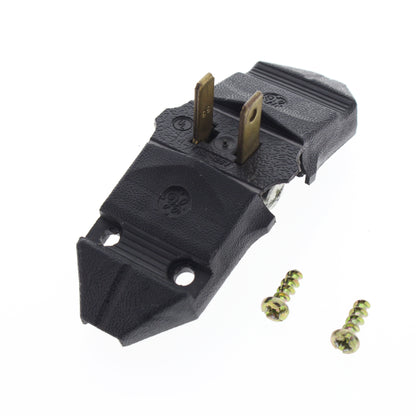 GE 101 Black Polarized Non-Grounding 15A Straight Blade Plug 125V NEMA 1-15P
