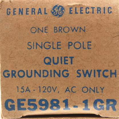 General Electric 5981-1GR Single Pole Grounding Switch 15A 120V Brown