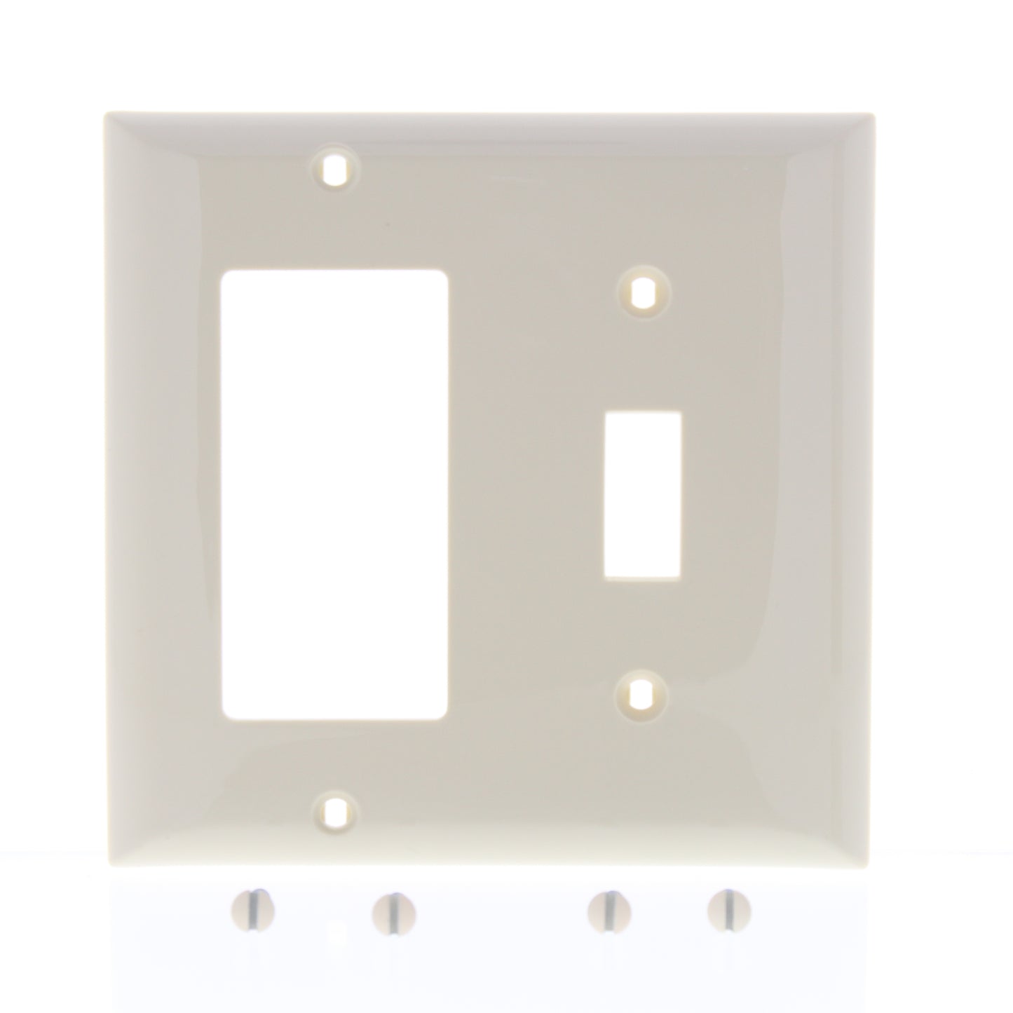 GE 59910 Ivory 2-Gang Decorator Toggle Combo Unbreakable Nylon Wallplate Cover