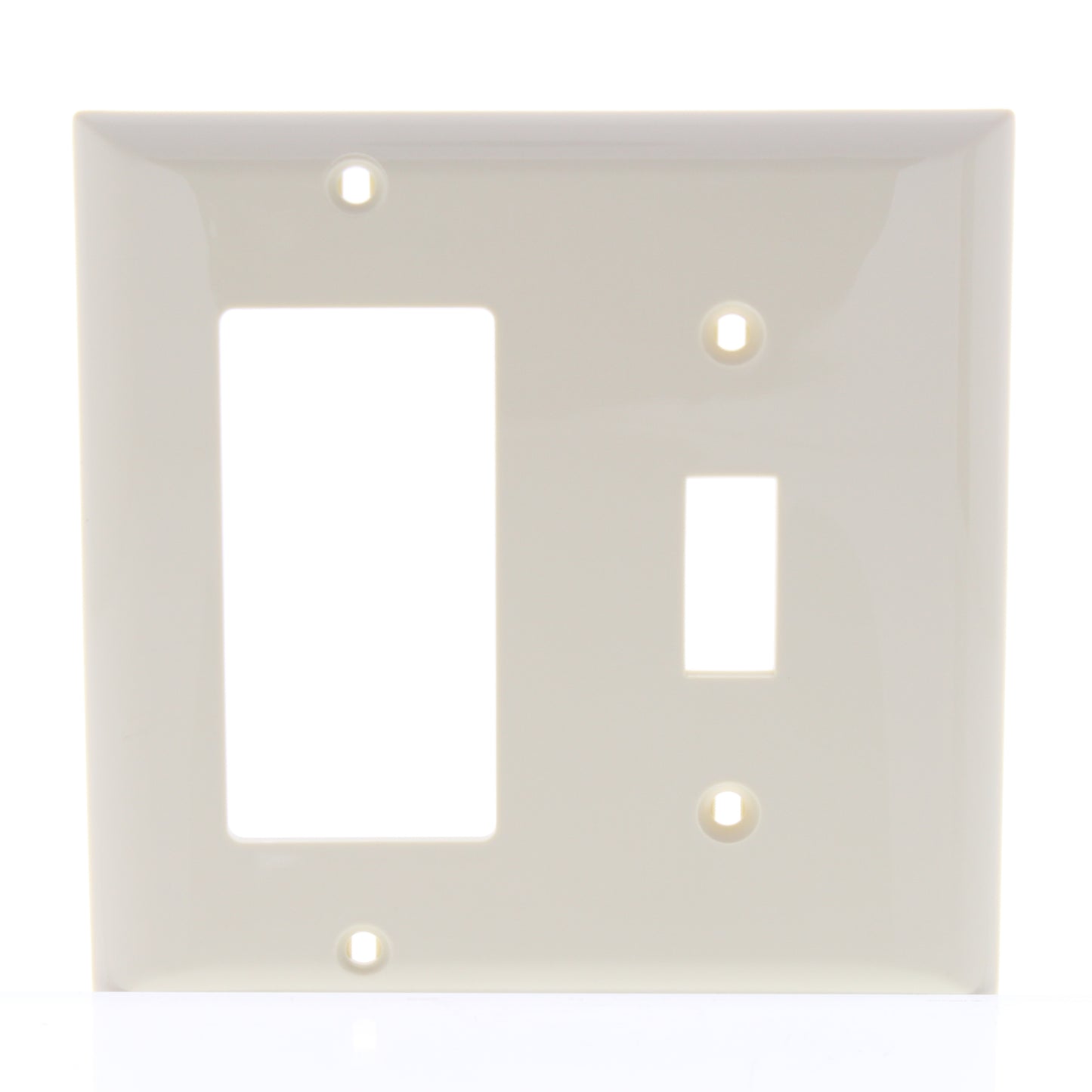 GE 59910 Ivory 2-Gang Decorator Toggle Combo Unbreakable Nylon Wallplate Cover