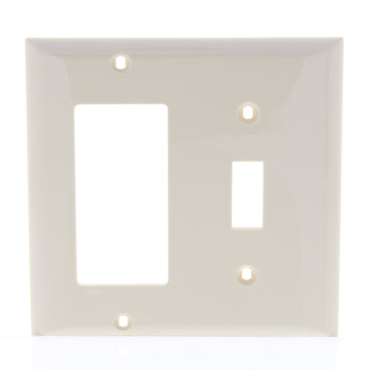 GE 59910 Ivory 2-Gang Decorator Toggle Combo Unbreakable Nylon Wallplate Cover
