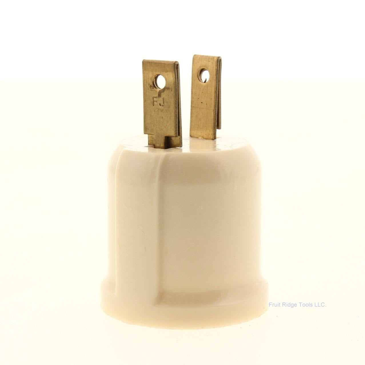 GE GE1701-21D Ivory Polarized 2-Prong Plug-In Lamp Socket Adapter 125V 600W
