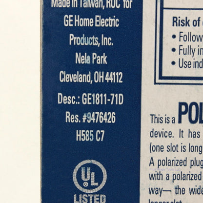 General Electric 1811-71D Quick Clamp Connector for Extension Cord End Polarized