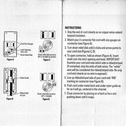 10 General Electric 922B Quick Clamp Connectors for Extension Cord End Polarized