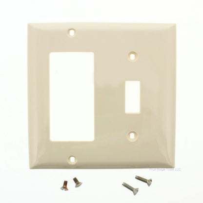 GE Electronic B82682 Almond 2-Gang Rocker Toggle Switch Unbreakable Wall Cover