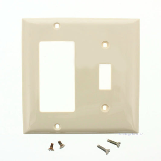 GE Electronic B82682 Almond 2-Gang Rocker Toggle Switch Unbreakable Wall Cover