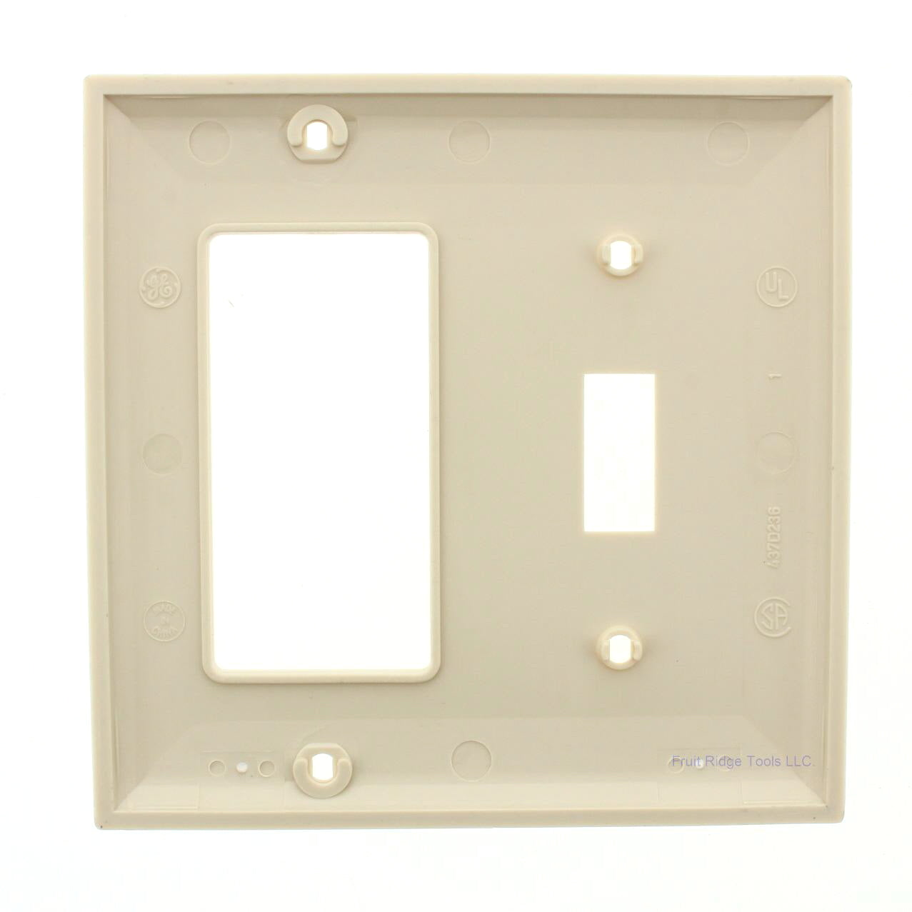 GE Electronic B82682 Almond 2-Gang Rocker Toggle Switch Unbreakable Wall Cover