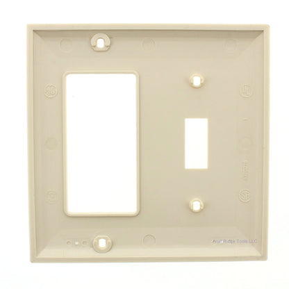 GE Electronic B82682 Almond 2-Gang Rocker Toggle Switch Unbreakable Wall Cover