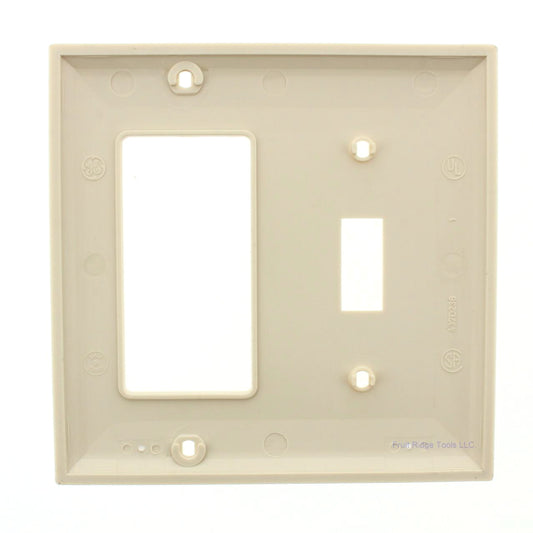 GE Electronic B82682 Almond 2-Gang Rocker Toggle Switch Unbreakable Wall Cover