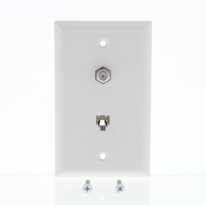 General Electric White Telephone Phone Jack Coaxial Cable Std Wallplate