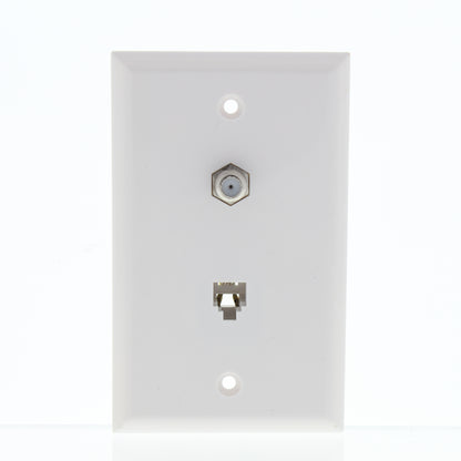 General Electric White Telephone Phone Jack Coaxial Cable Std Wallplate