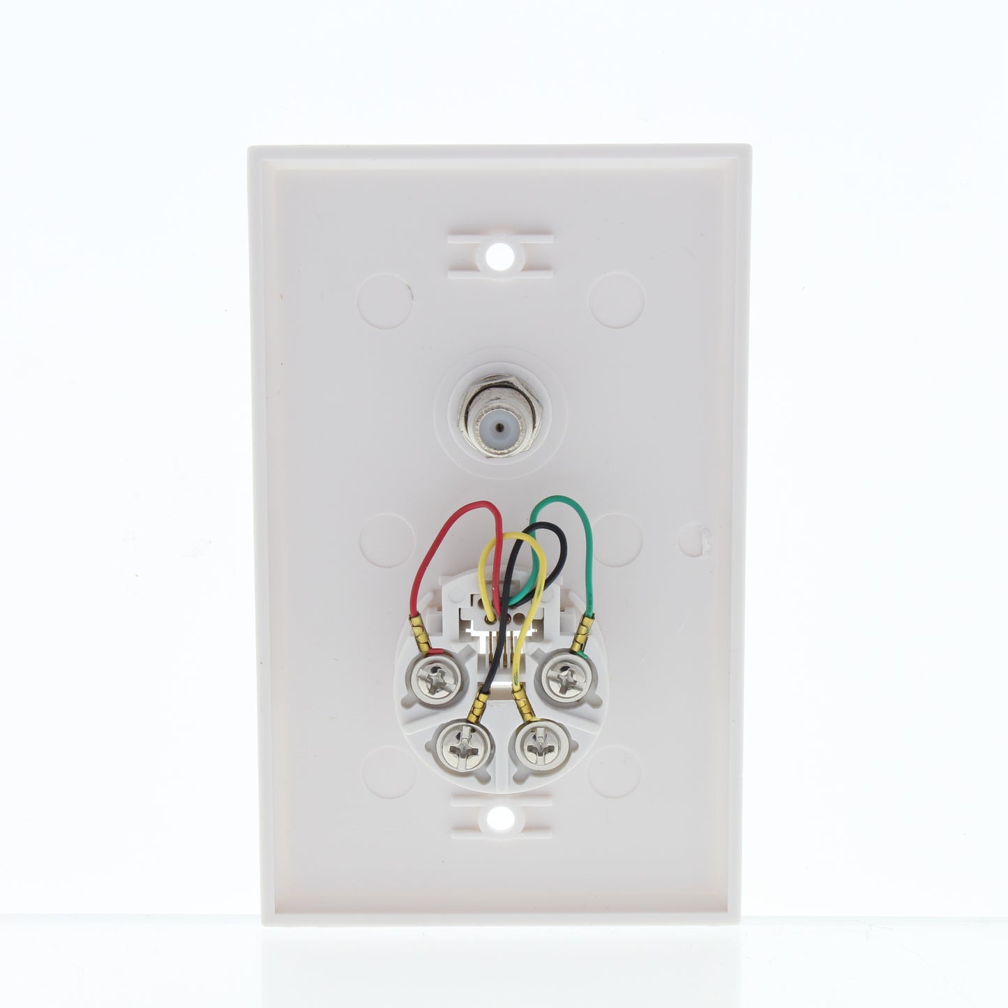 General Electric White Telephone Phone Jack Coaxial Cable Std Wallplate