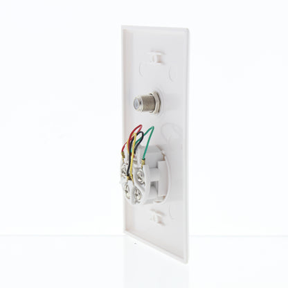 General Electric White Telephone Phone Jack Coaxial Cable Std Wallplate