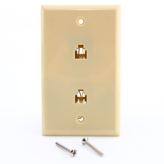 Gemini TA74 Almond Dual Phone Jack Wallplate Cover 4-Wire