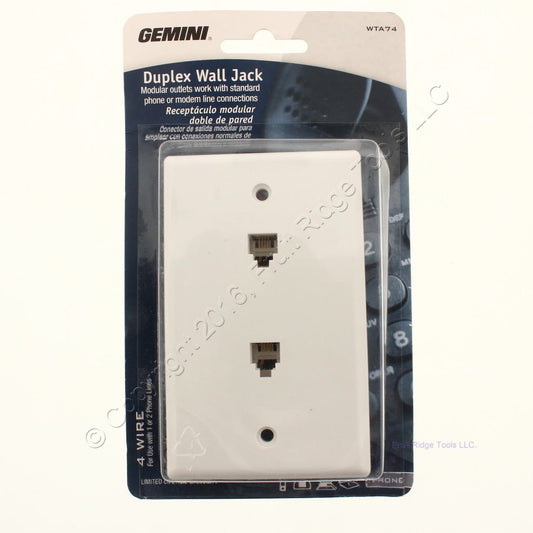 Gemini White Duplex Wall Jack