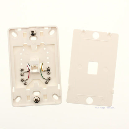 Gemini White Wall Mount Telephone Modem Line 4-Wire Modular Outlet Jack WTA77