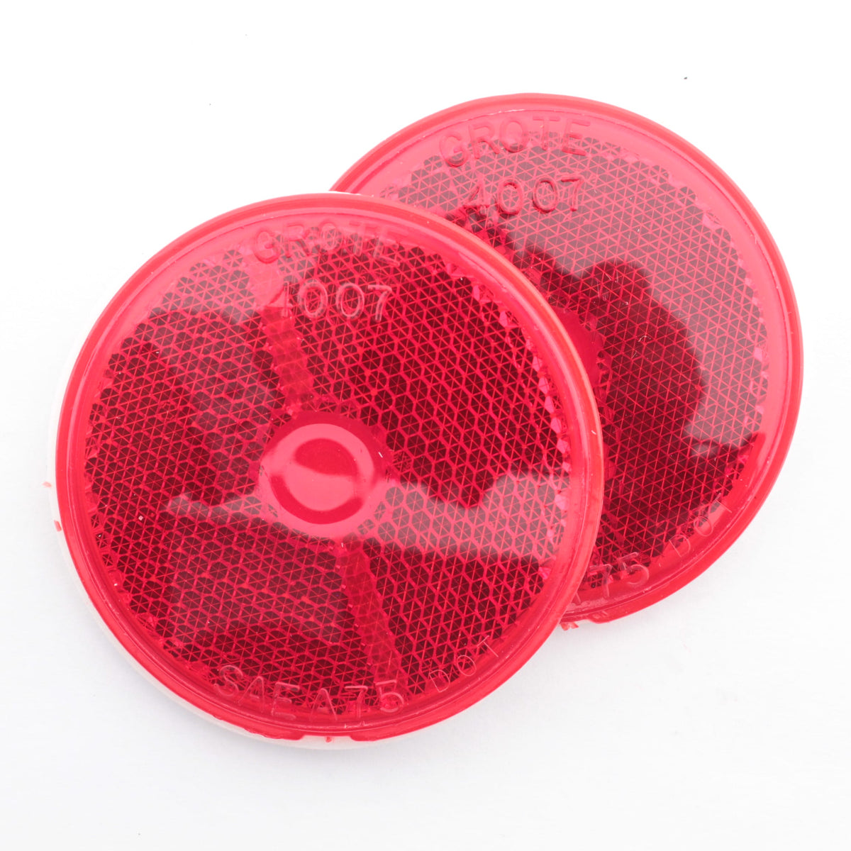 Grote 40072-5 Red 2-1/2" Round Stick-On Adhesive Reflectors 2-Pack