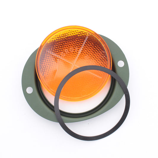 Grote 40163 Yellow 3-5/8" Round Reflector Green Housing w/ Gasket Two Hole Mount