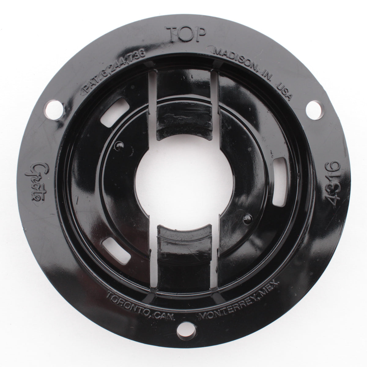 Grote 43162 Black 2-1/2" Anti-Theft Plastic Flange for Round Lamps Polycarbonate