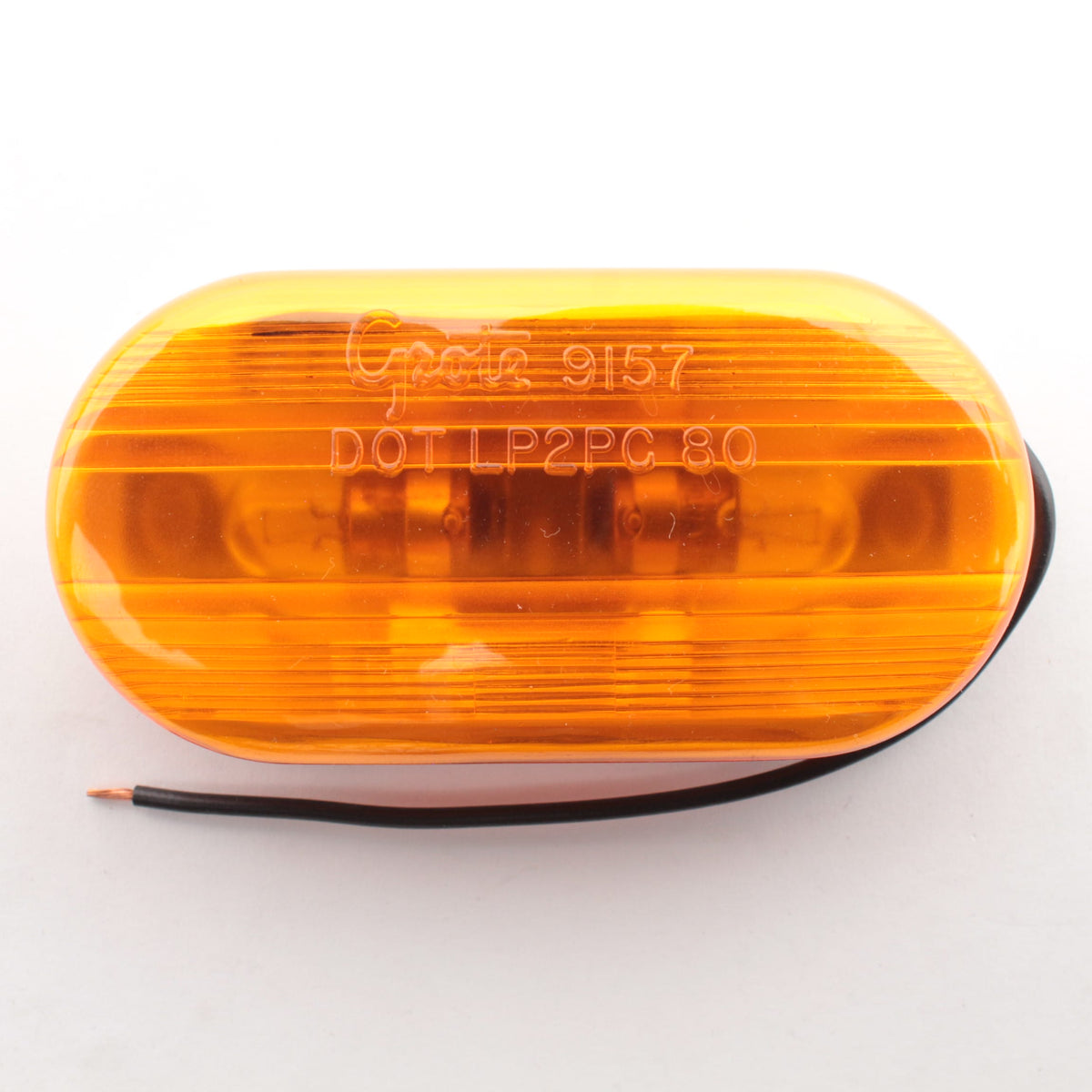 Grote 45263 Two-Bulb Amber Optic Oval Pigtail-Type Clearance Marker Light 4" x2"
