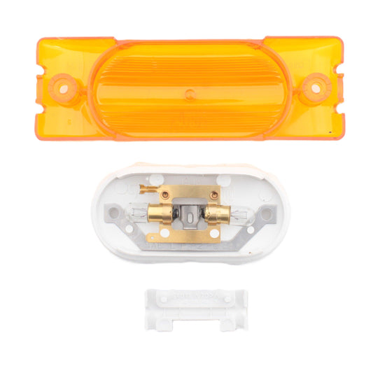 Grote 45443 Amber 5-7/8" Clearance Side Marker Lamp 2-Bulb Turtleback No-Splice